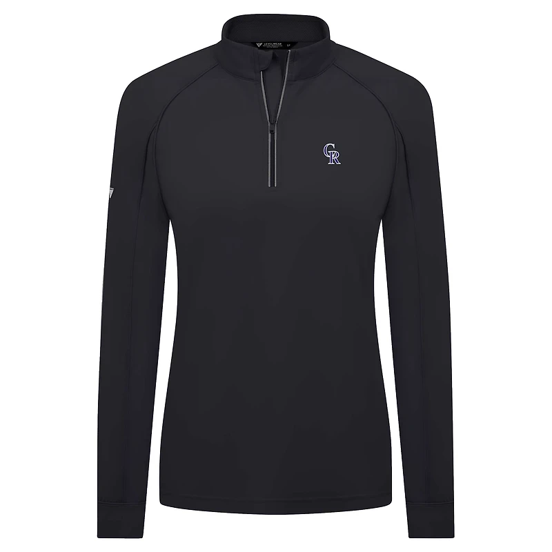 Haut à glissière quart de tour Kinetic Insignia 2.0 Raglan pour femme Levelwear noir Colorado Rockies