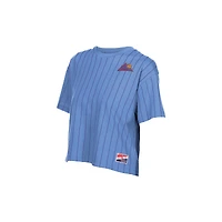 Women's New Era  Light Blue Colorado Rockies City Connect Throwback Meshback Pinstripe Boxy T-Shirt