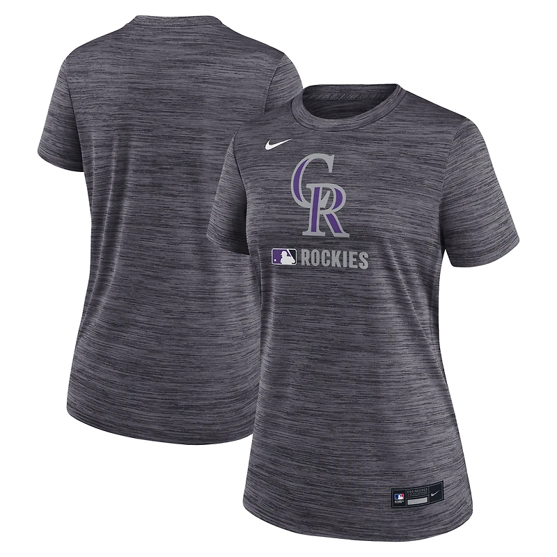 Women's Nike  Black Colorado Rockies Authentic Collection Velocity Dri-FIT T-Shirt