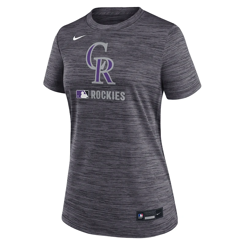 Women's Nike  Black Colorado Rockies Authentic Collection Velocity Dri-FIT T-Shirt