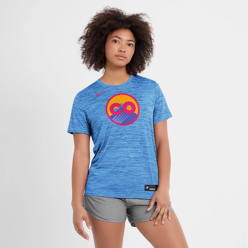 T-shirt Nike bleu pour femme Colorado Rockies 2025 City Connect Authentic Collection Velocity Dri-FIT