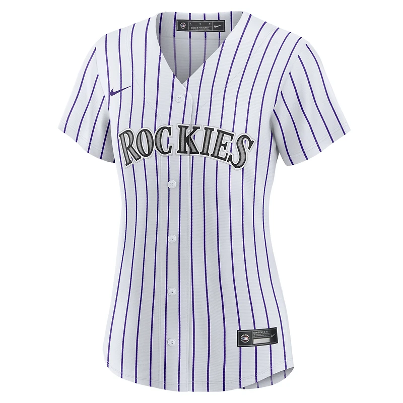 Maillot de joueur réplique domicile des Colorado Rockies Nike Charlie Blackmon blanc pour femme