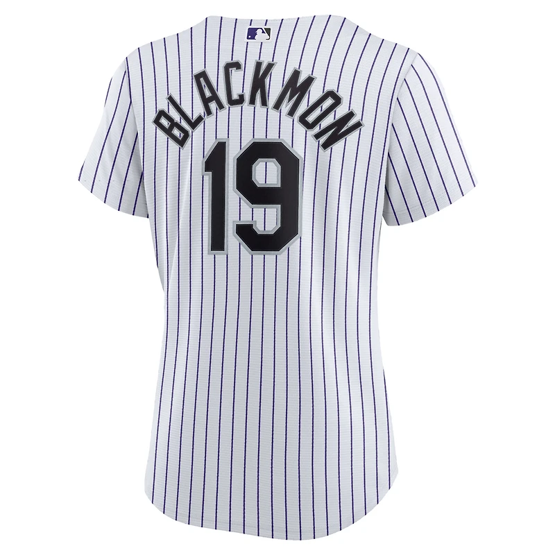 Maillot de joueur réplique domicile des Colorado Rockies Nike Charlie Blackmon blanc pour femme