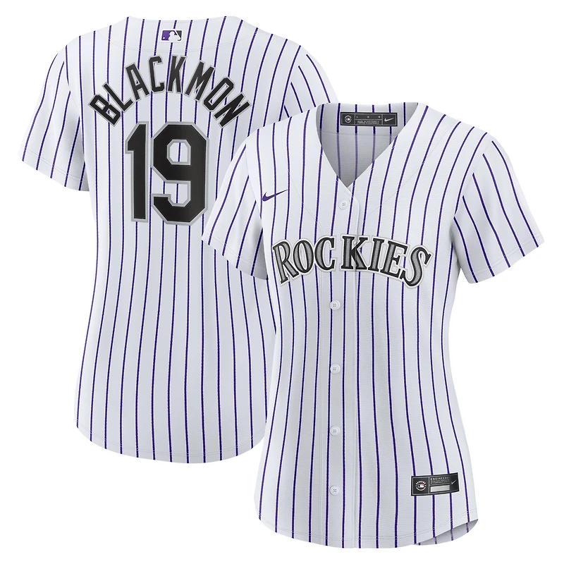 Maillot de joueur réplique domicile des Colorado Rockies Nike Charlie Blackmon blanc pour femme