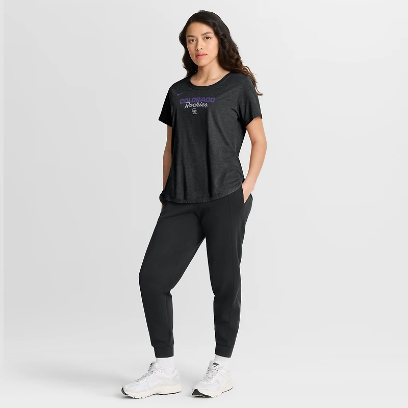 T-shirt Nike Heather Black Colorado Rockies pour femme, en mélange de trois matières.