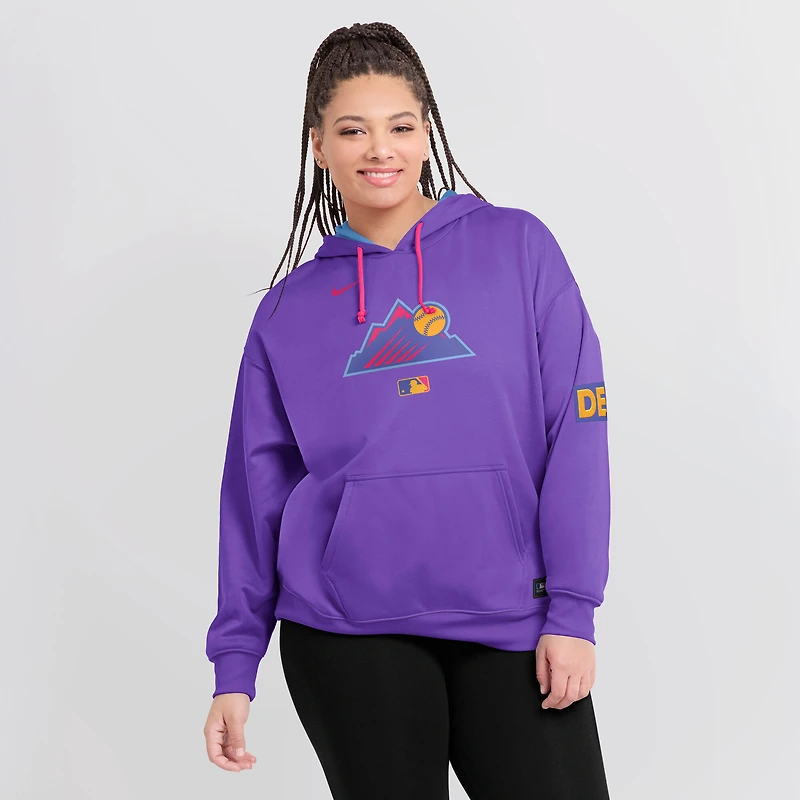 Sweat à capuche Nike violet Colorado Rockies 2025 City Connect Authentic Collection Therma pour femme