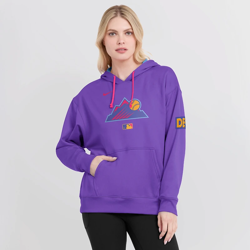 Sweat à capuche Nike violet Colorado Rockies 2025 City Connect Authentic Collection Therma pour femme