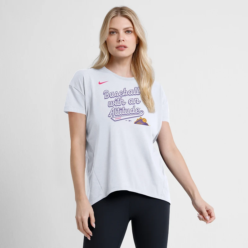 Women's Nike White Colorado Rockies 2025 City Connect Flowy Fashion Tri-Blend Dri-FIT T-Shirt