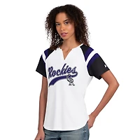 Women's Starter  White Colorado Rockies Game On Notch Neck Raglan T-Shirt
