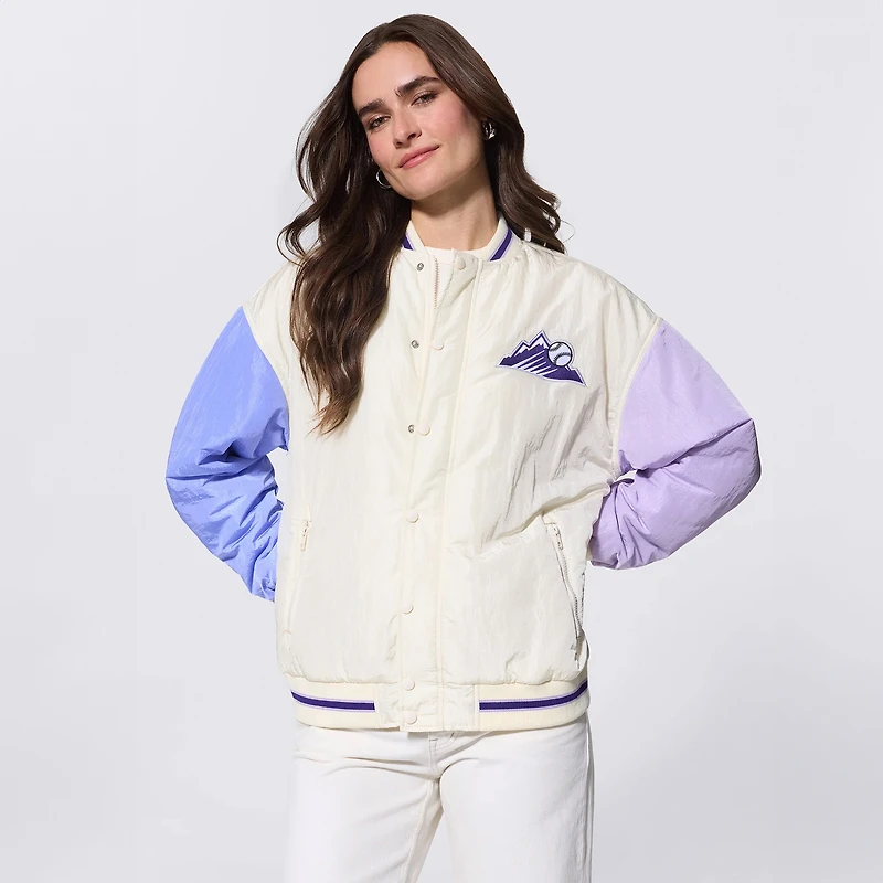 Veste bomber zippée Terez Cream Colorado Rockies pour femme