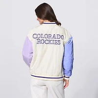 Women's Terez Cream Colorado Rockies Full-Zip Bomber Jacket