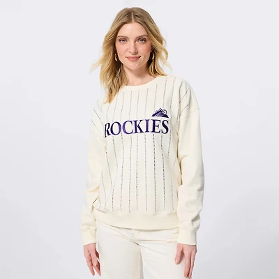 Sweat-shirt à rayures et pierres précieuses Terez White Colorado Rockies pour femme