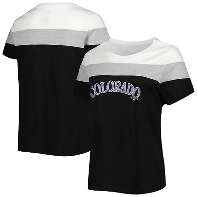 T-shirt colorblock grande taille Colorado Rockies blanc/noir pour femme