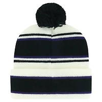 Bonnet en tricot à revers et pompon Colorado Rockies Stripling '47 pour jeunes, blanc/noir