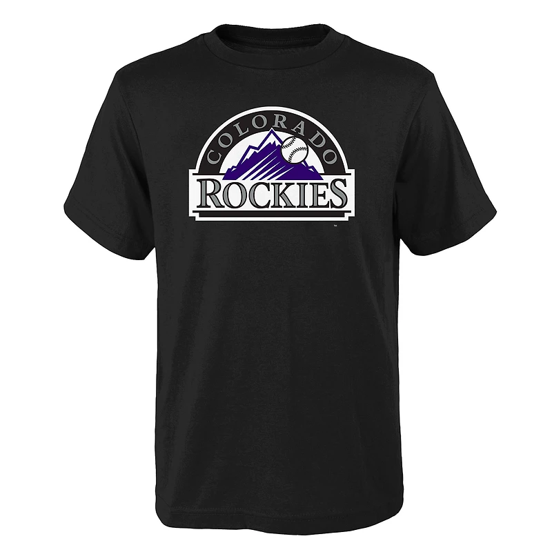 T-shirt noir pour jeunes avec logo principal des Colorado Rockies