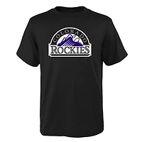 T-shirt noir pour jeunes avec logo principal des Colorado Rockies