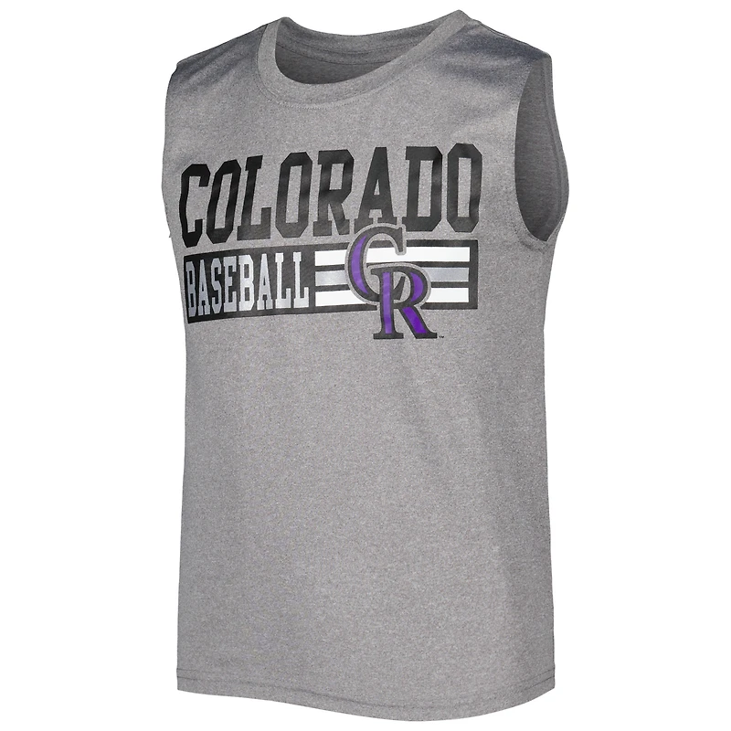 Youth Heather Gray Colorado Rockies Sleeveless T-Shirt