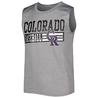 Youth Heather Gray Colorado Rockies Sleeveless T-Shirt