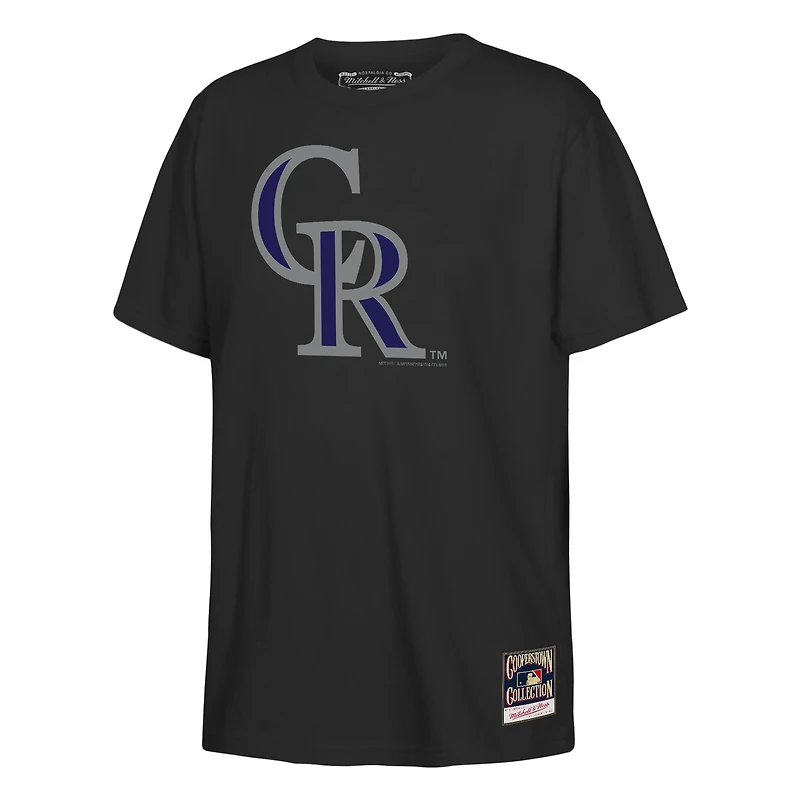 T-shirt Mitchell & Ness noir pour jeunes, logo rétro des Colorado Rockies
