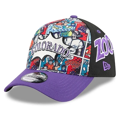 Casquette ajustable New Era 9FORTY noire/violette Colorado Rockies 2025 MLB Players' Weekend