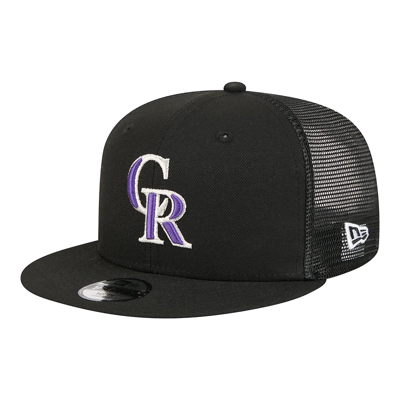 Youth New Era Black Colorado Rockies 9FIFTY Trucker Snapback Hat