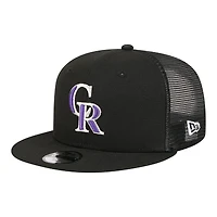 Youth New Era  Black Colorado Rockies 9FIFTY Trucker Snapback Hat