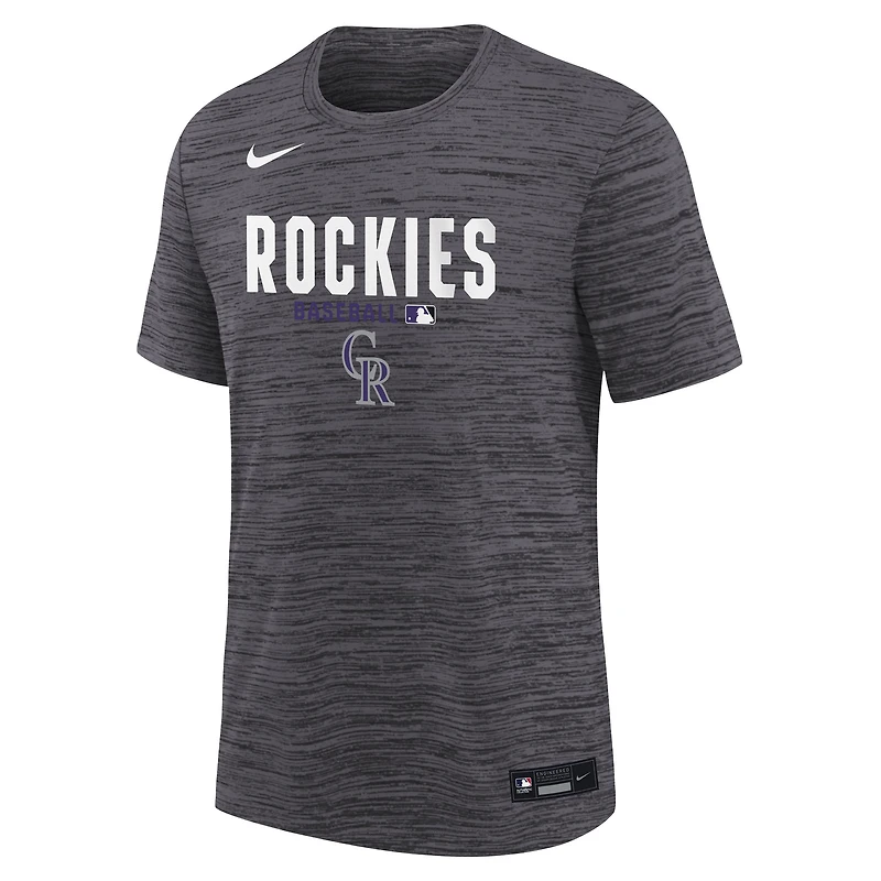 Youth Nike Black Colorado Rockies Authentic Collection Velocity Dri-FIT T-Shirt