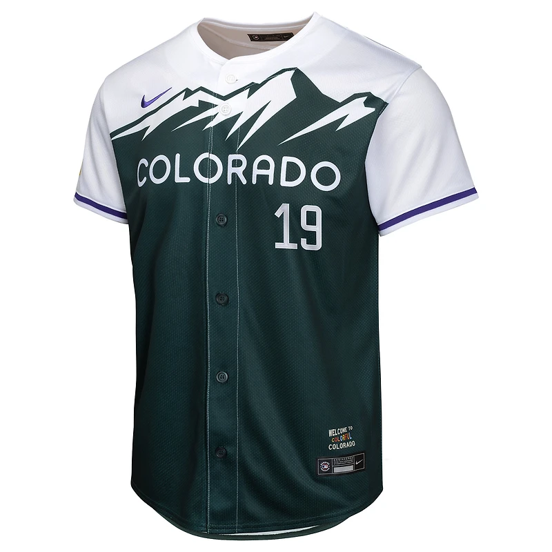 Maillot de joueur Nike Charlie Blackmon vert Colorado Rockies City Connect Limited pour jeune