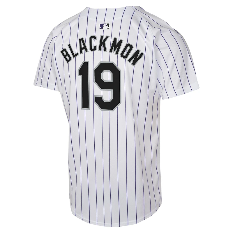 Maillot de joueur match à domicile Nike Charlie Blackmon pour jeunes des Rockies du Colorado, blanc