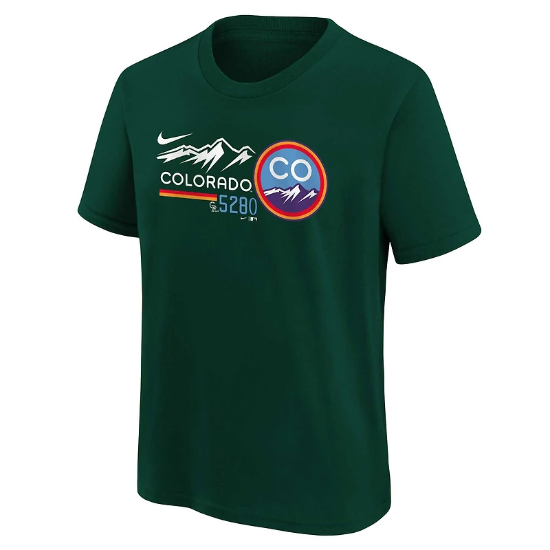 T-shirt Nike Hunter Green Colorado Rockies 2023 City Connect Team pour enfant