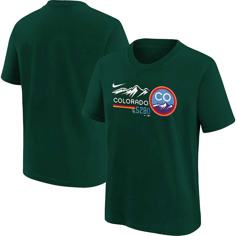 T-shirt Nike Hunter Green Colorado Rockies 2023 City Connect Team pour enfant
