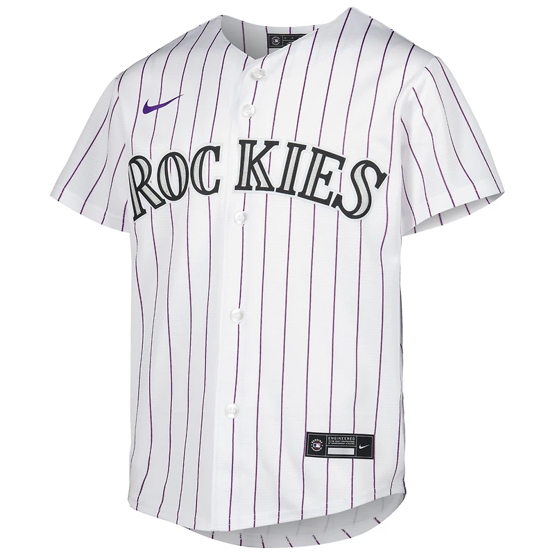 Maillot de joueur réplique alternatif des Colorado Rockies Nike Kris Bryant blanc pour jeune