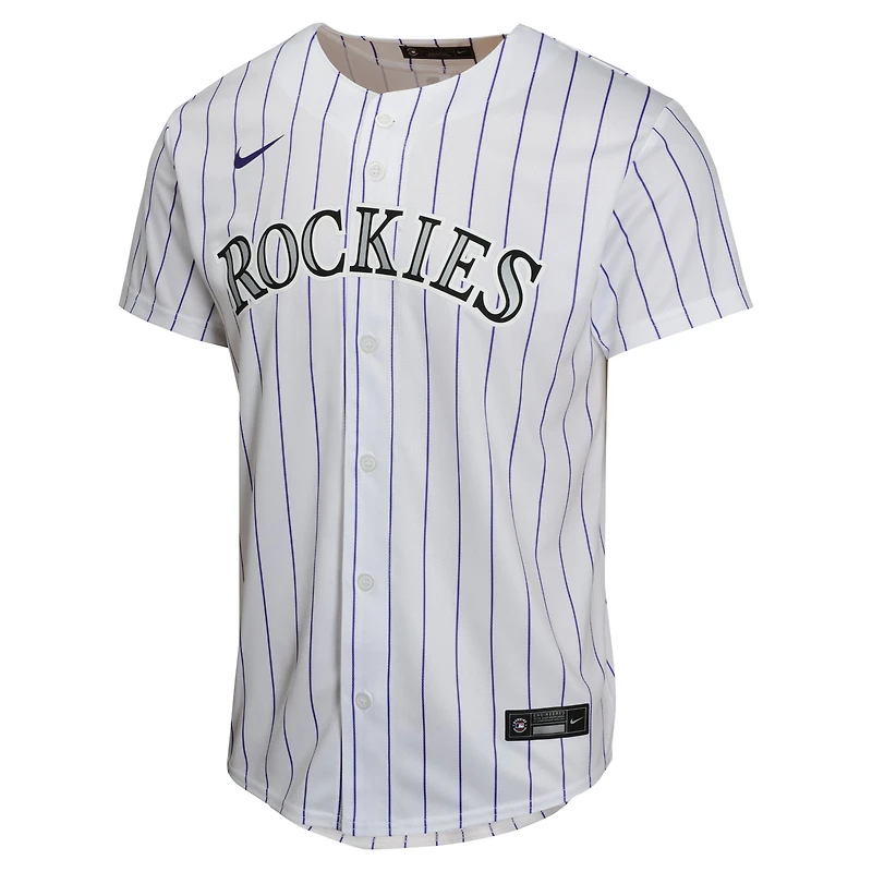 Maillot de joueur match à domicile Nike Kris Bryant pour jeunes des Rockies du Colorado, blanc