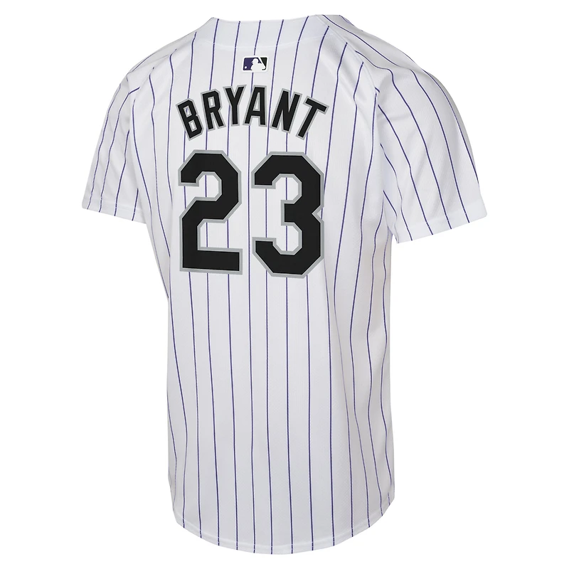 Maillot de joueur match à domicile Nike Kris Bryant pour jeunes des Rockies du Colorado, blanc