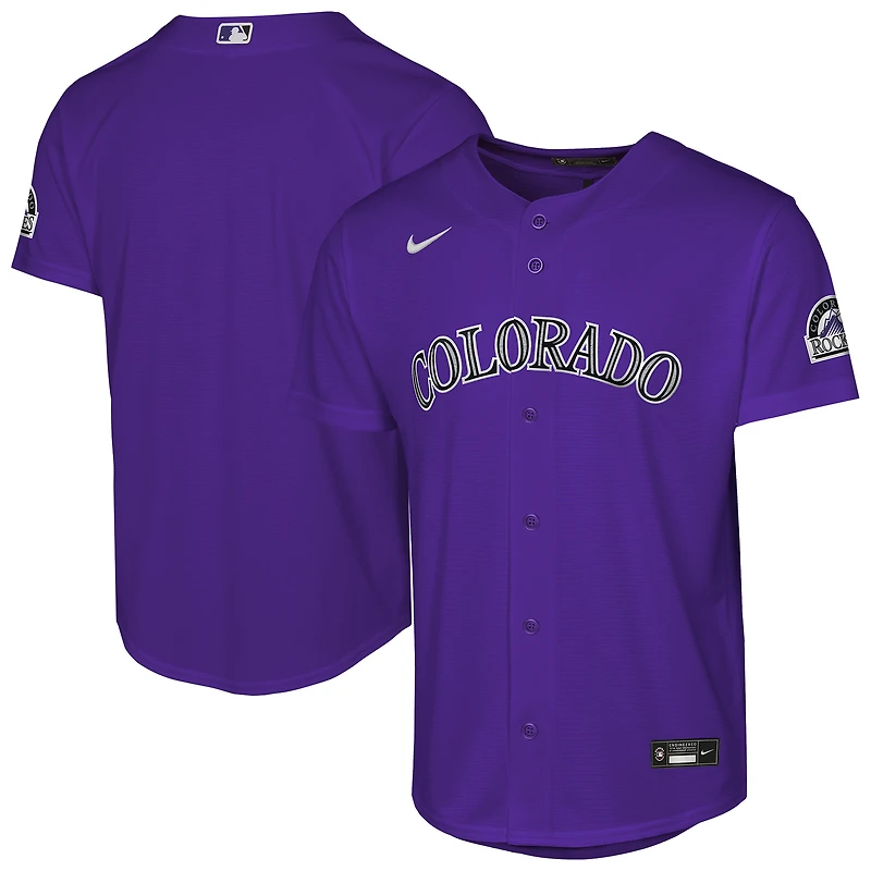 Maillot de stade Nike violet pour jeunes des Colorado Rockies Alternate 2