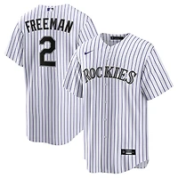 Maillot Nike Tyler Freeman blanc pour jeunes, réplique à domicile des Rockies du Colorado