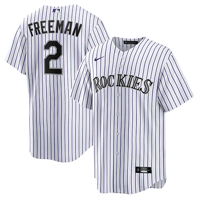 Youth Nike Tyler Freeman White Colorado Rockies Home Replica Jersey
