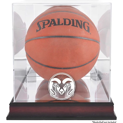 Vitrine de basket-ball à finition antique en acajou des Rams de l'État du Colorado avec dos miroir