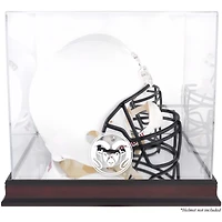 Vitrine pour casque de l'équipe des Colorado State Rams, base en acajou et dos miroir