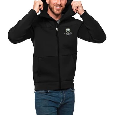 Men's Antigua Black Colorado State Rams Protect Full-Zip Hoodie