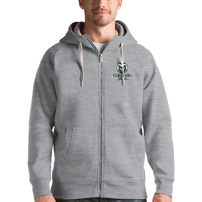 Men's Antigua Gray Colorado State Rams Victory Full-Zip Hoodie