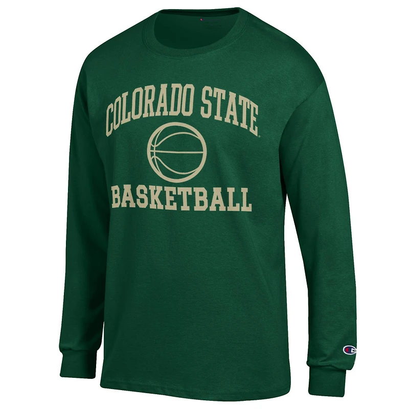 T-shirt de basket-ball à manches longues pour homme, vert, avec logo emblématique des Colorado State Rams