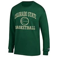 T-shirt de basket-ball à manches longues pour homme, vert, avec logo emblématique des Colorado State Rams