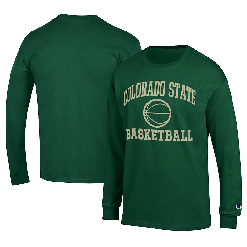 T-shirt de basket-ball à manches longues pour homme, vert, avec logo emblématique des Colorado State Rams