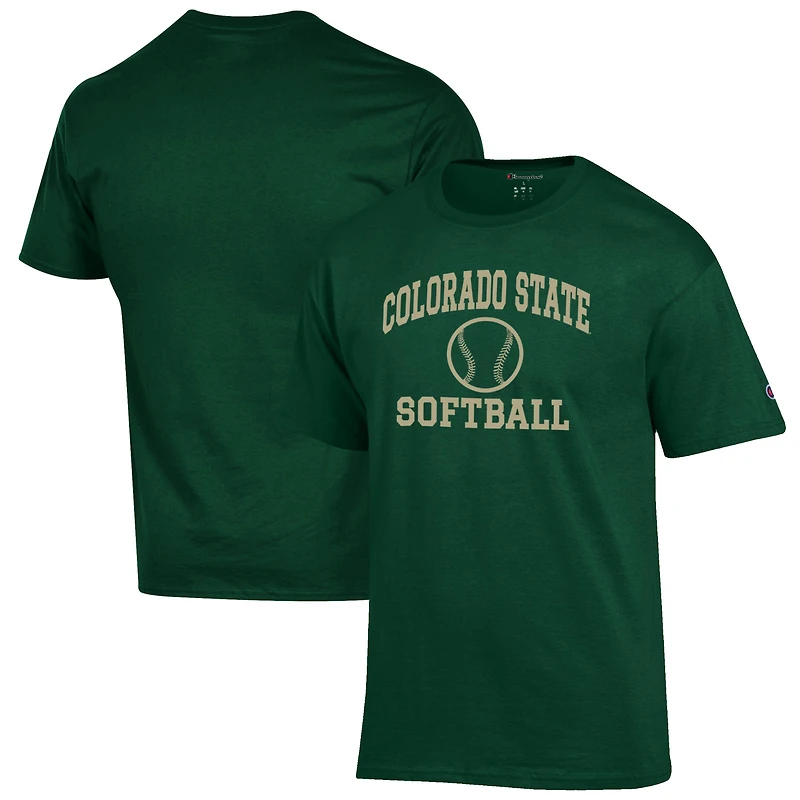 Men's Champion Green Colorado State Rams Softball Icon T-Shirt