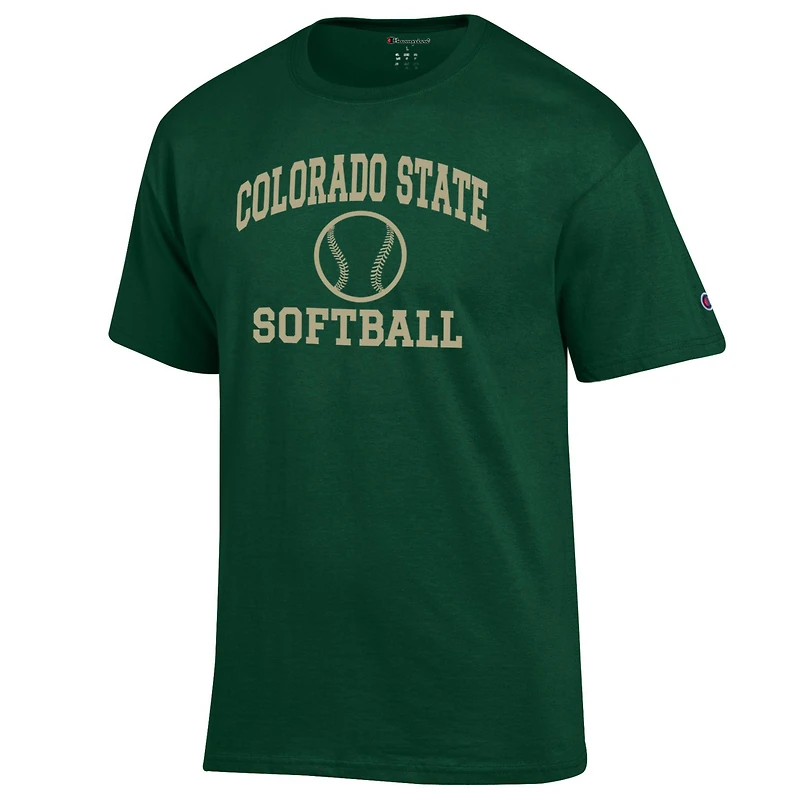Men's Champion Green Colorado State Rams Softball Icon T-Shirt