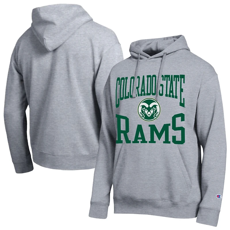 Sweat à capuche Champion pour homme, gris chiné, de l'équipe des Colorado State Rams.