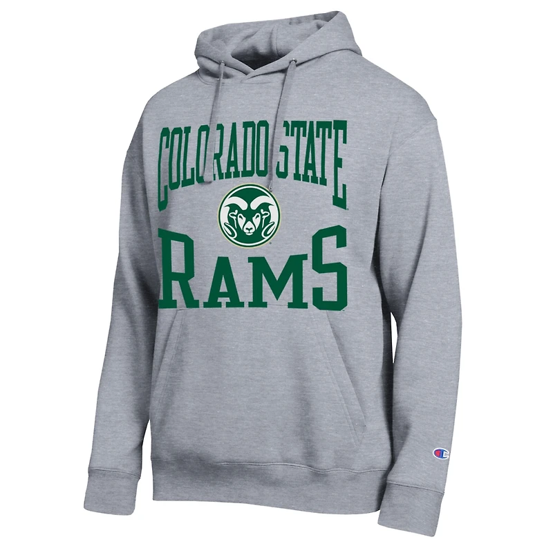 Sweat à capuche Champion pour homme, gris chiné, de l'équipe des Colorado State Rams.