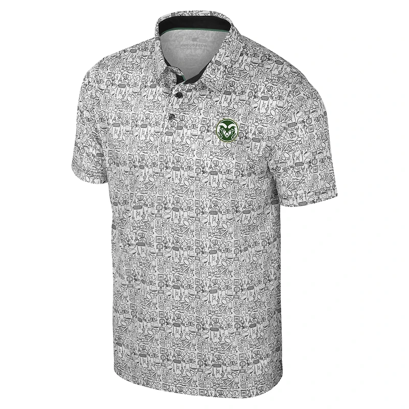 Men's Colosseum Black Colorado State Rams It's Time! Allover Print Polo
