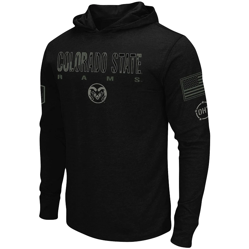 Colosseum Black Colorado State Rams OHT Military Appreciation Hoodie T-shirt à manches longues pour homme
